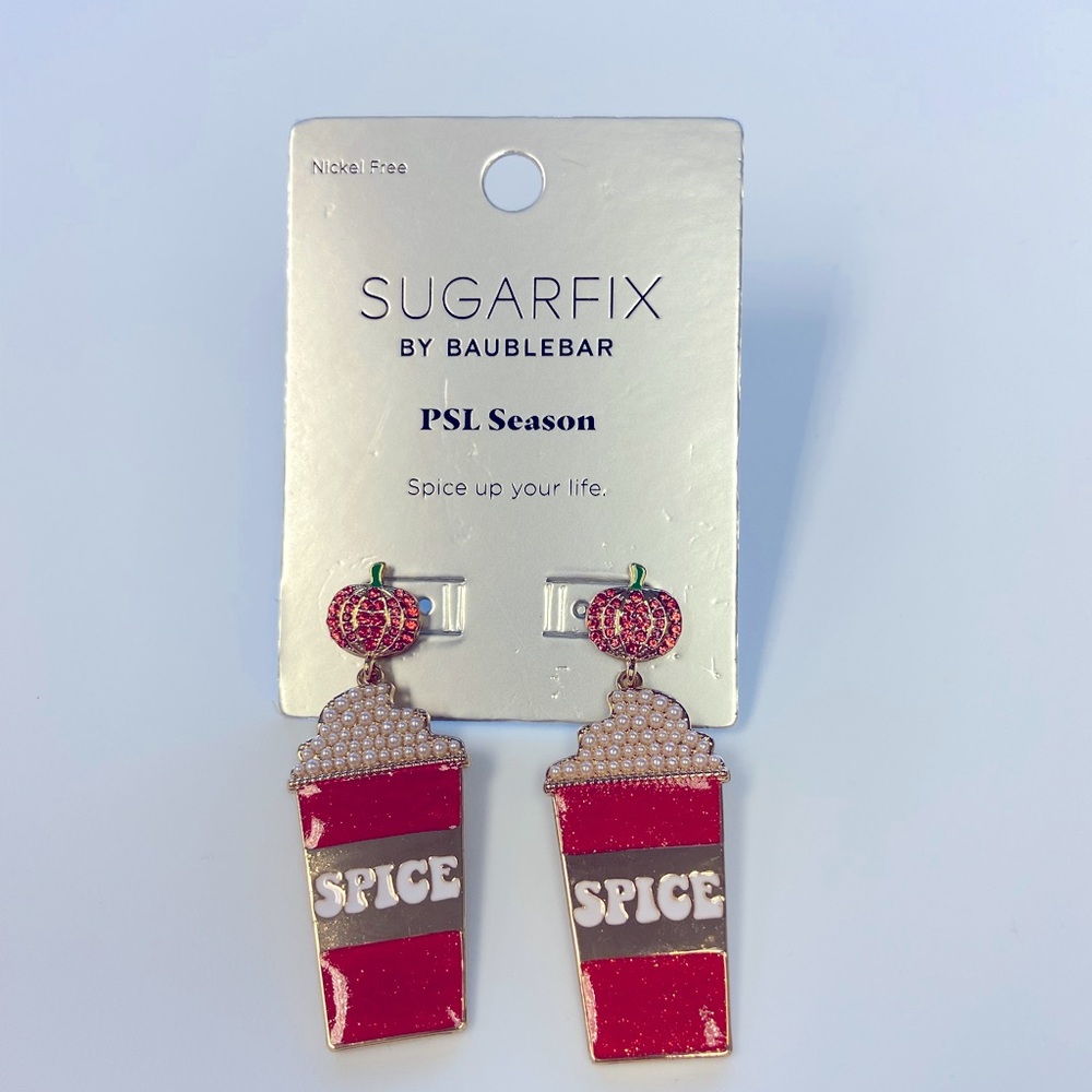 NEW BaubleBar Pumpkin Spice holiday fall 3D drop earrings rhinestones Halloween